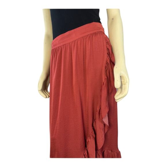 Elle Asymmetrical wrap effect ruffled midi skirt size medium - Picture 5 of 13